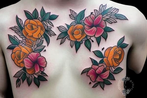 flora with flowers tatto for progressive men tattoo idea