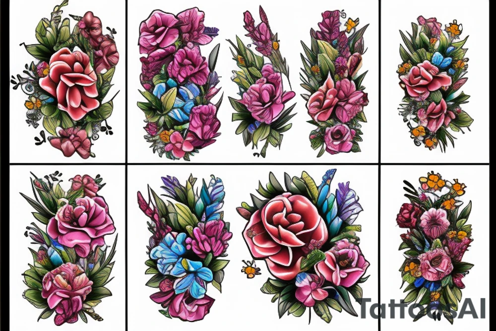 flora with flowers tatto for progressive men tattoo idea