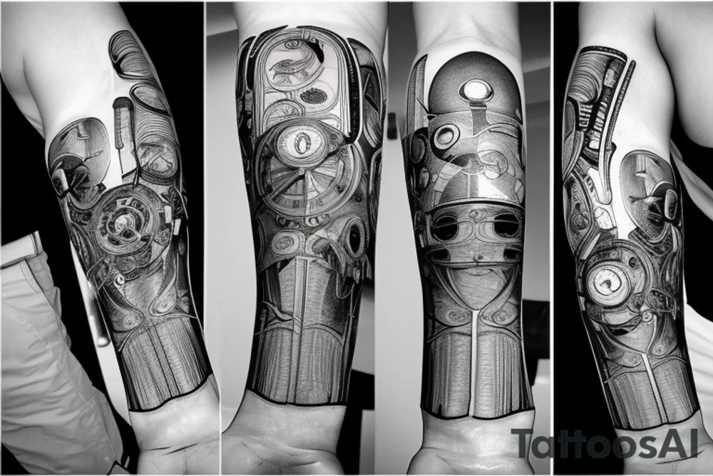 Biomechanical circuits on forearm tattoo idea