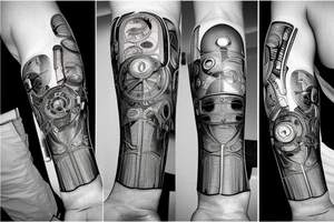 Biomechanical circuits on forearm tattoo idea