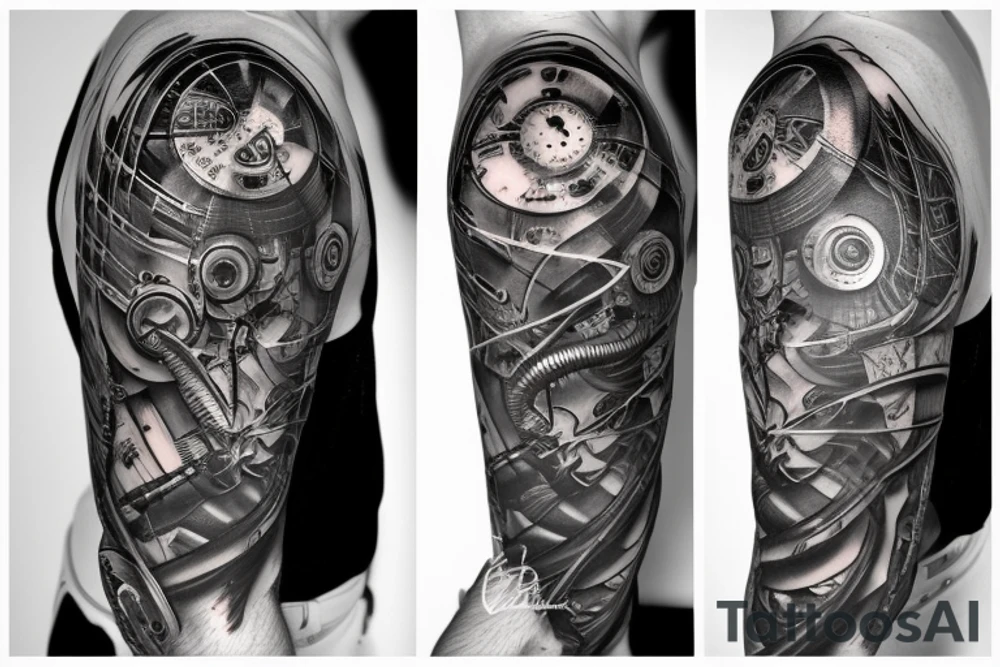 Biomechanical circuits on forearm tattoo idea
