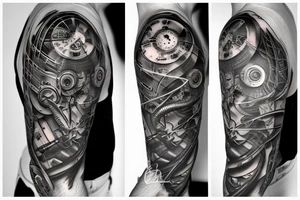 Biomechanical circuits on forearm tattoo idea