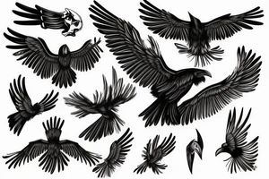 A black raven with outstretched wings tattoo idea