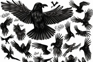 A black raven with outstretched wings tattoo idea