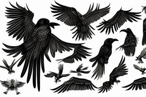 A black raven with outstretched wings tattoo idea