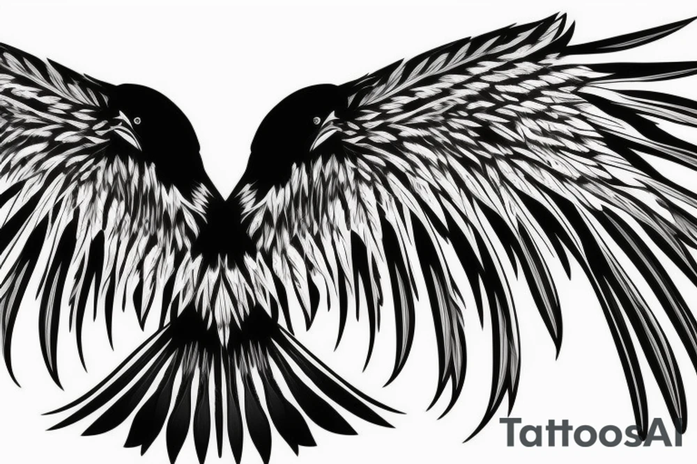 A black raven with outstretched wings tattoo idea
