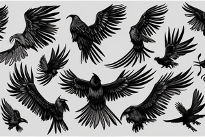 A black raven with outstretched wings tattoo idea