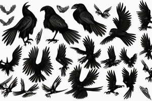 A black raven with outstretched wings tattoo idea