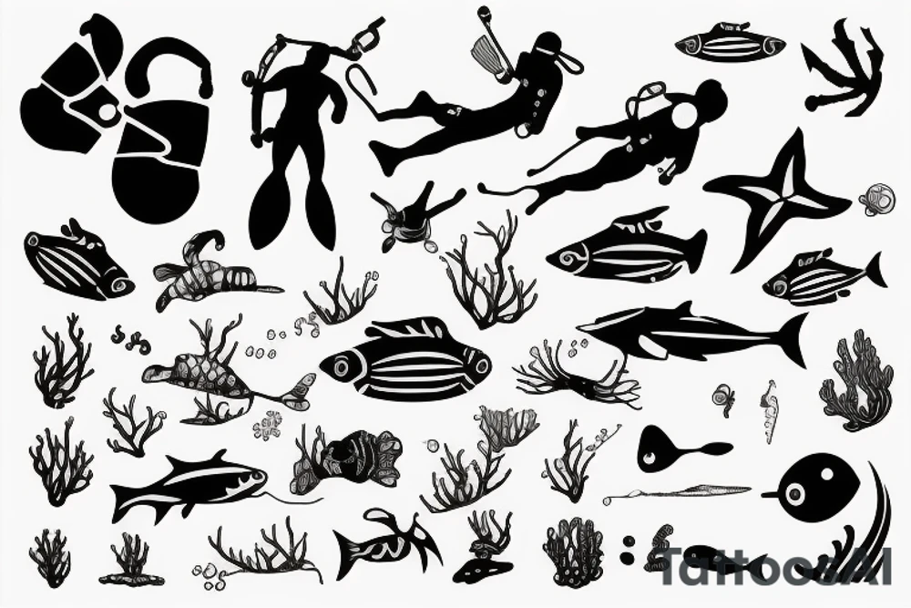 A minimalist scuba diving tattoo tattoo idea