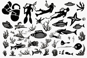 A minimalist scuba diving tattoo tattoo idea