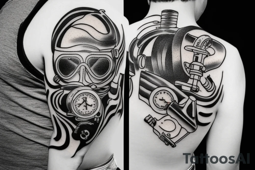 a scuba mask and regulator, but minamlist tattoo idea