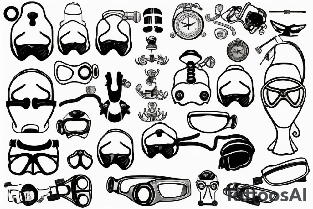 a scuba mask and regulator, but minamlist tattoo idea