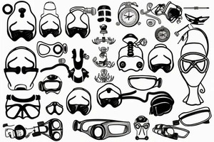 a scuba mask and regulator, but minamlist tattoo idea