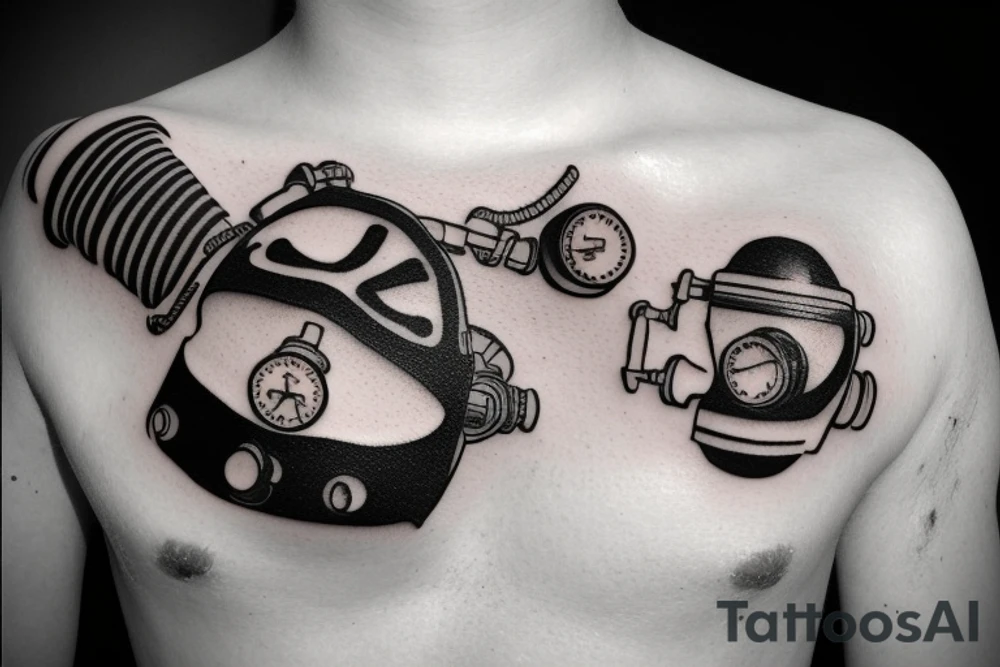 a scuba mask and regulator, but minamlist tattoo idea