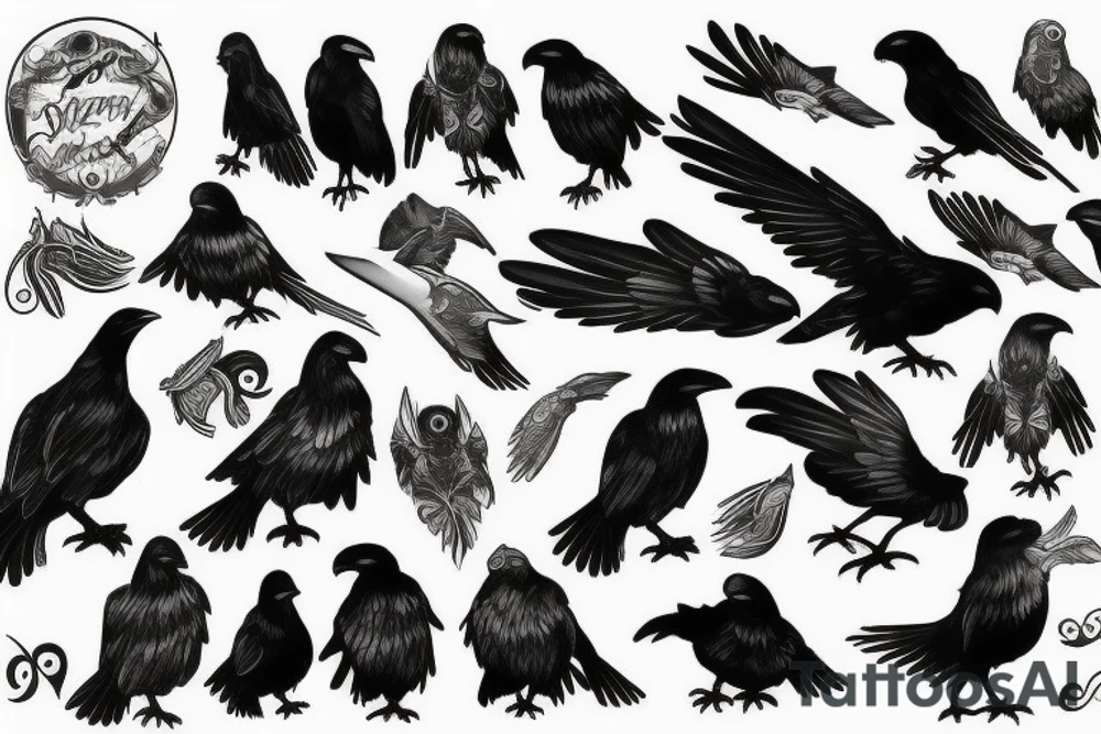 Black raven tattoo idea