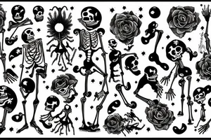 Skeletons dancing by the moon tattoo idea
