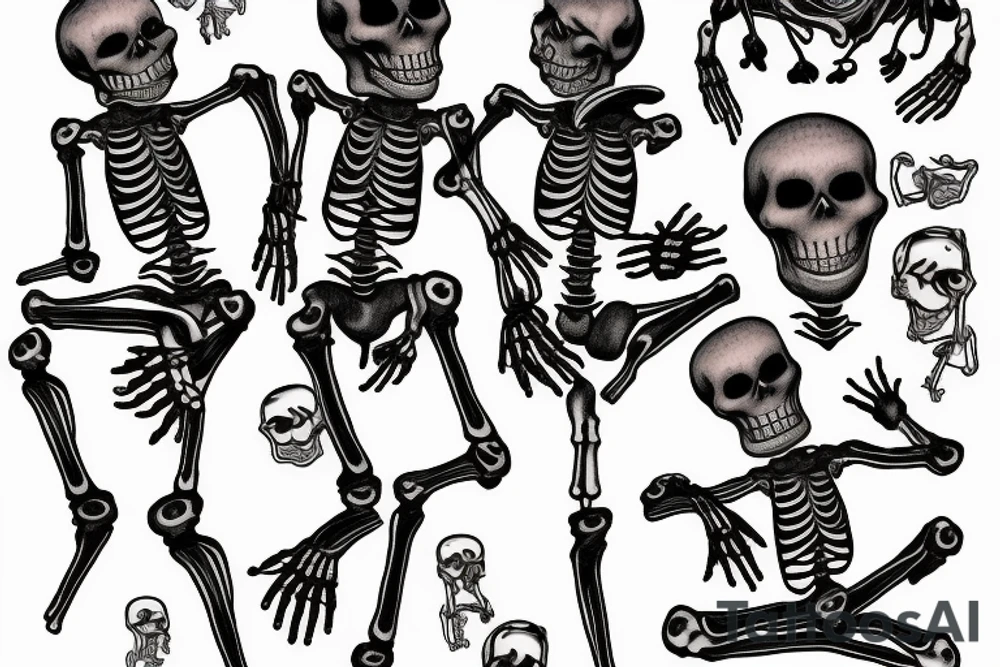 Skeletons dancing by the moon tattoo idea