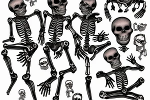 Skeletons dancing by the moon tattoo idea