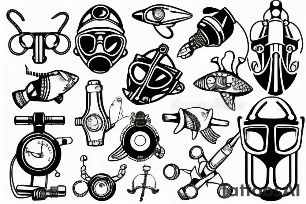 a scuba mask and regulator tattoo idea