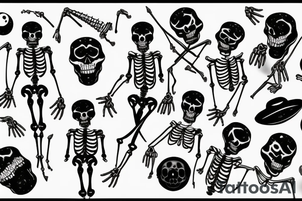 Skeletons dancing in the moon light tattoo idea Skeletons dancing in the moon light tattoo idea