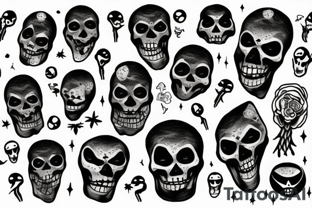 Skeletons dancing in the moon light tattoo idea Skeletons dancing in the moon light tattoo idea