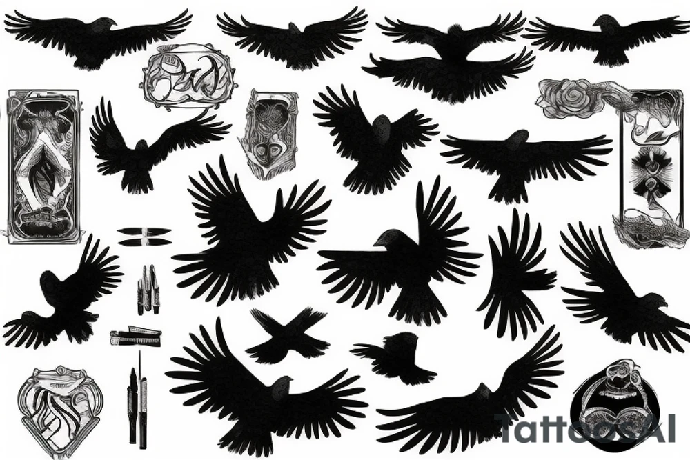Black raven tattoo idea