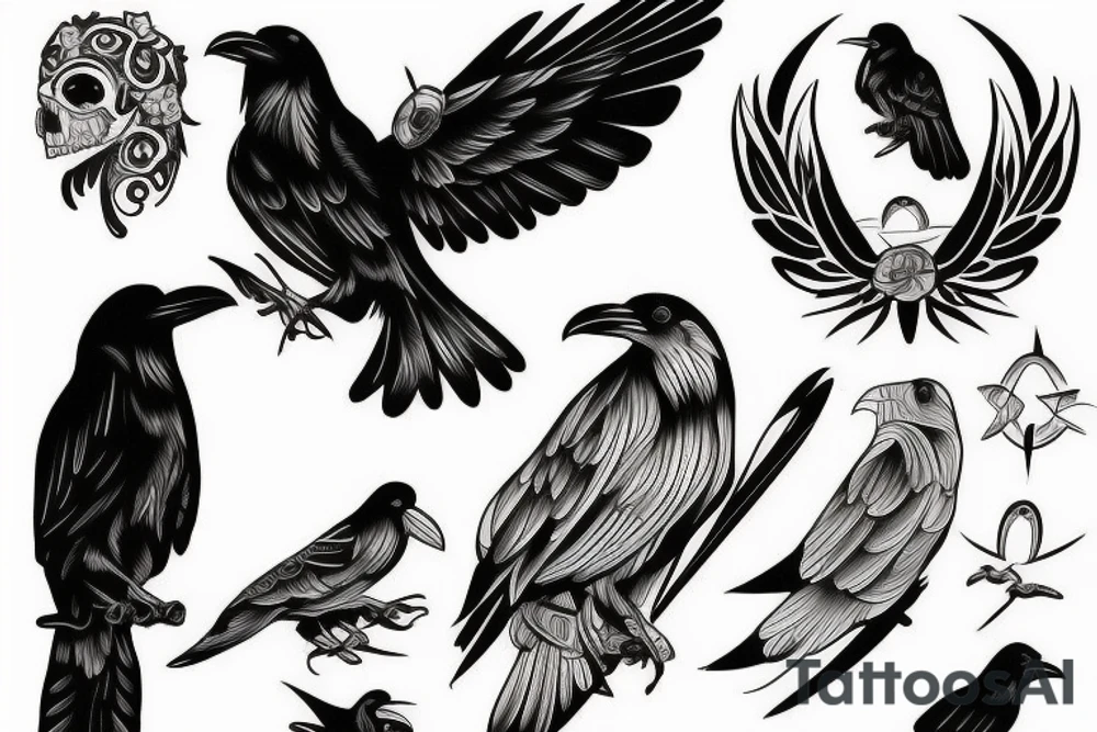 Black raven tattoo idea