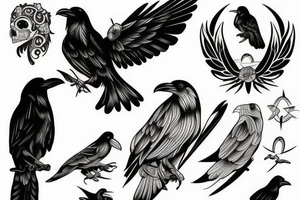 Black raven tattoo idea