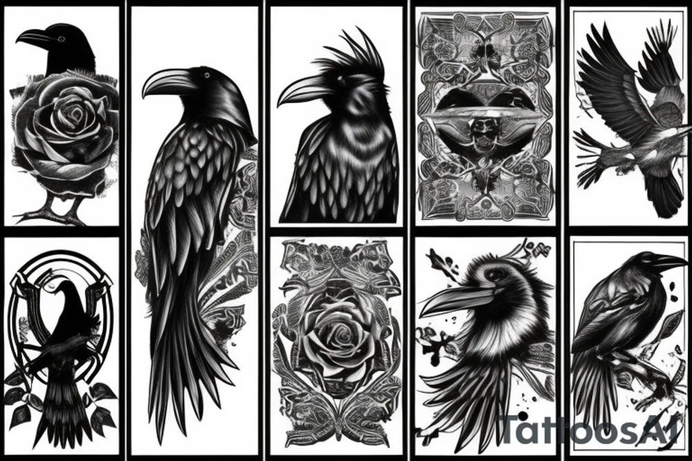 Black raven tattoo idea
