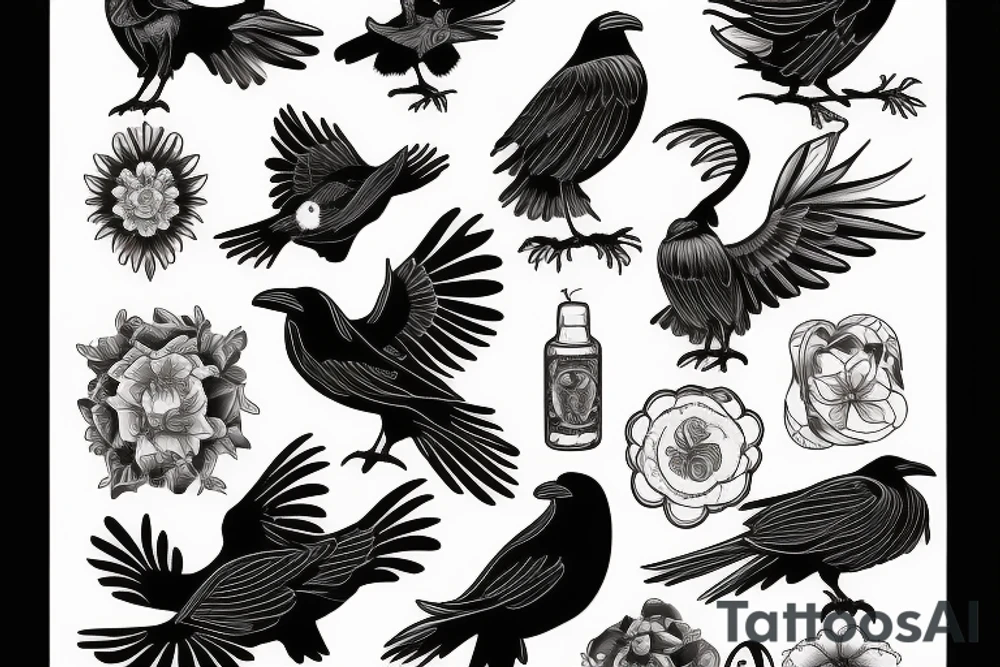 Black raven tattoo idea