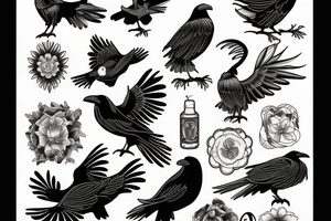 Black raven tattoo idea