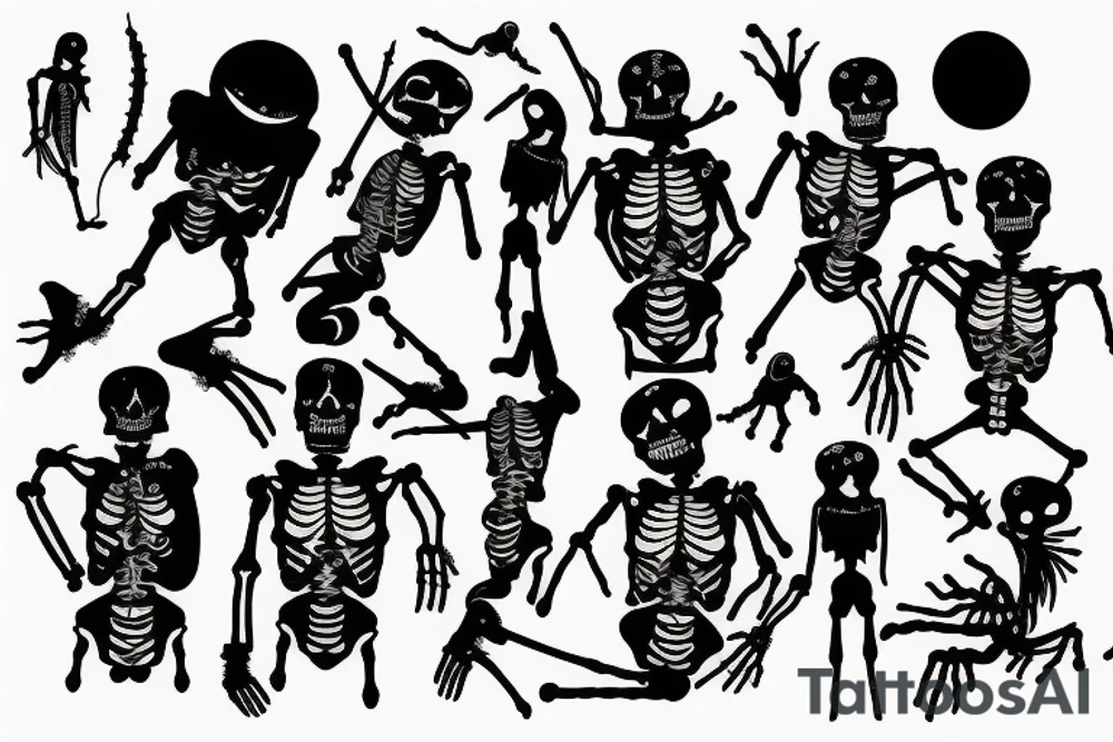 Skeletons dancing in the moon tattoo idea