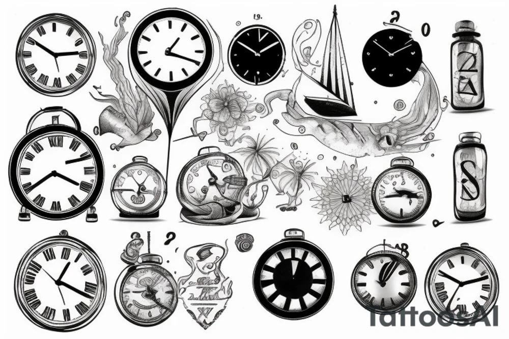 oldschool tattoo about time with sand clock tattoo idea