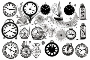 oldschool tattoo about time with sand clock tattoo idea