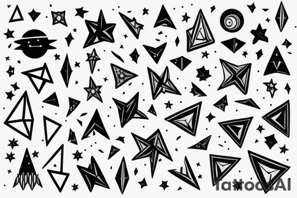 the night sky with the stars and miniature cat tattoo idea