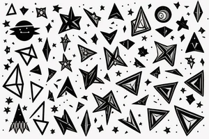 the night sky with the stars and miniature cat tattoo idea