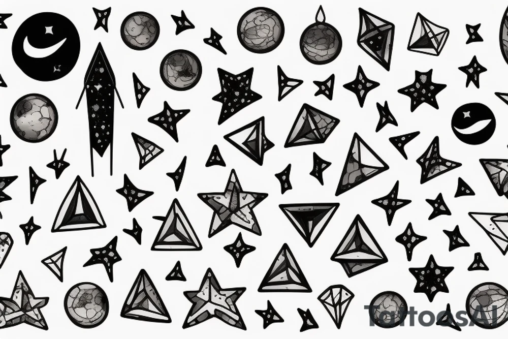 the night sky with the stars and miniature cat tattoo idea
