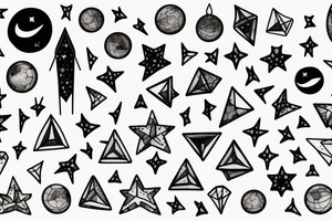 the night sky with the stars and miniature cat tattoo idea