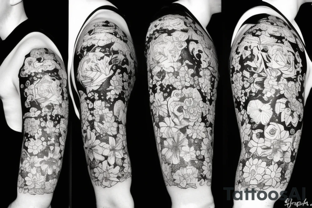 anchor in flowers on the background of the universe tattoo idea