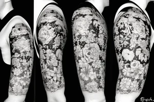 anchor in flowers on the background of the universe tattoo idea