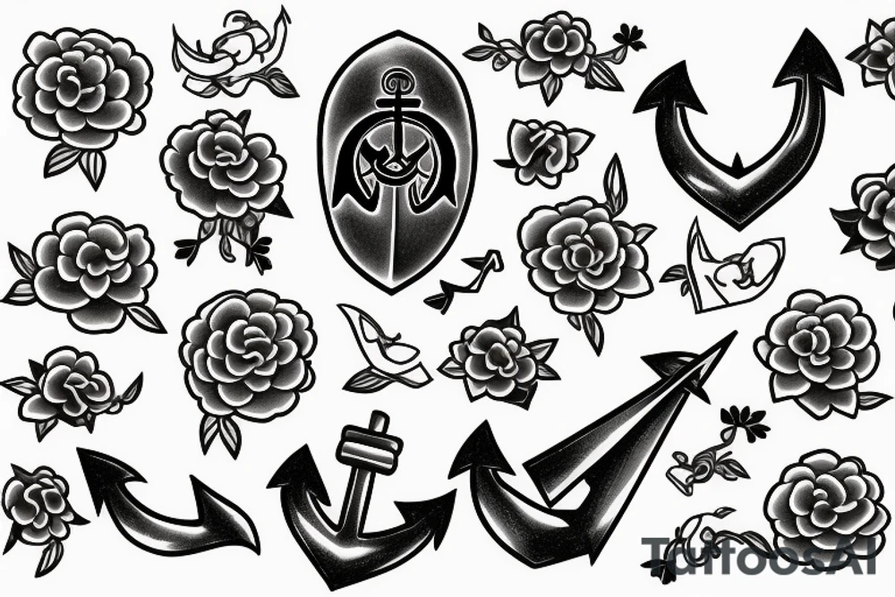 anchor in flowers on the background of the universe tattoo idea