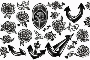 anchor in flowers on the background of the universe tattoo idea