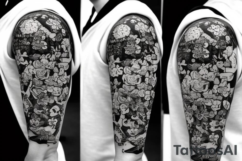 anchor in flowers on the background of the universe tattoo idea