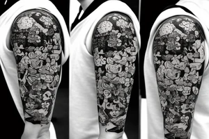 anchor in flowers on the background of the universe tattoo idea