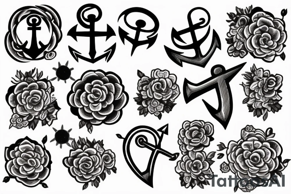 anchor in flowers on the background of the universe tattoo idea