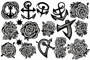 anchor in flowers on the background of the universe tattoo idea