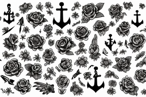 anchor in flowers on the background of the universe tattoo idea