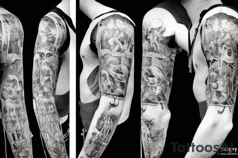 Jesus Christ praying on his knees in shabby clothes tattoo idea