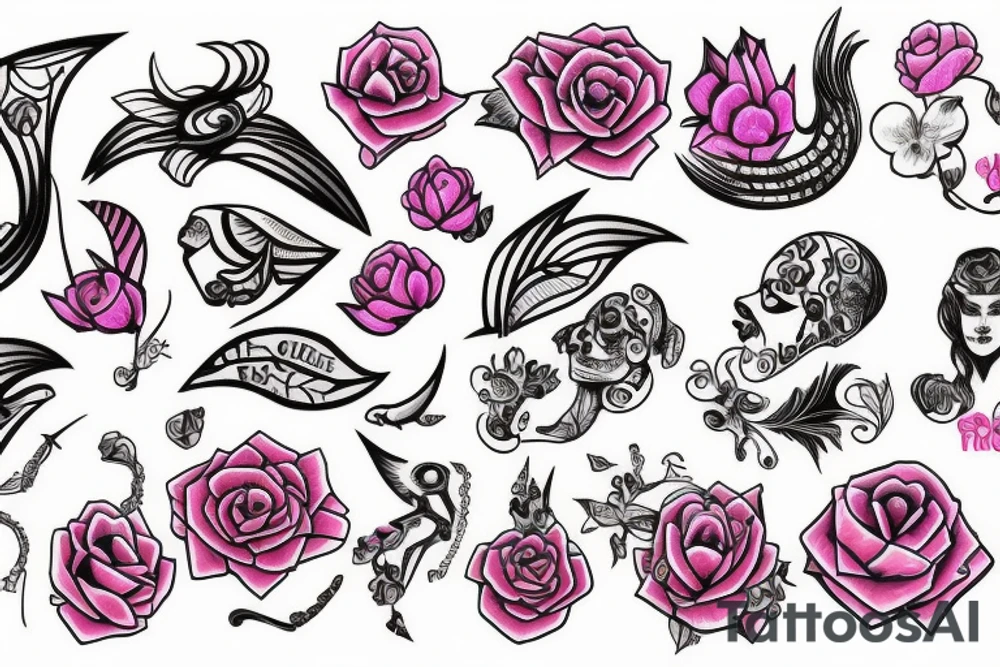 pink treagle tattoo idea