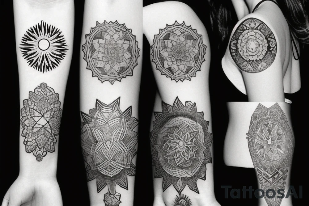 the different examples of sun tattoo idea